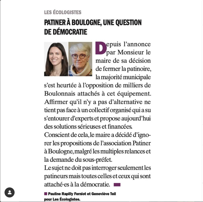 Patiner à Boulogne - une question de démocratie Patiner à Boulogne - une question de démocratie