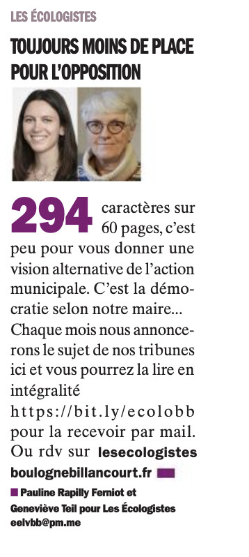 Tribune des élues écologistes de mars 2025 Tribune des élues écologistes de mars 2025