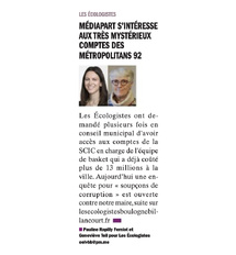 Après les élues d’opposition, Médiapart s’intéresse aux très mystérieux comptes des Métropolitans 92 Après les élues d’opposition, Médiapart s’intéresse aux très mystérieux comptes des Métropolitans 92