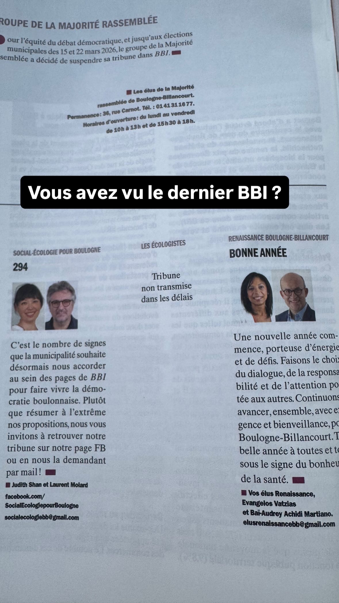 Notre tribune censurée dans le BBI de janvier 2026