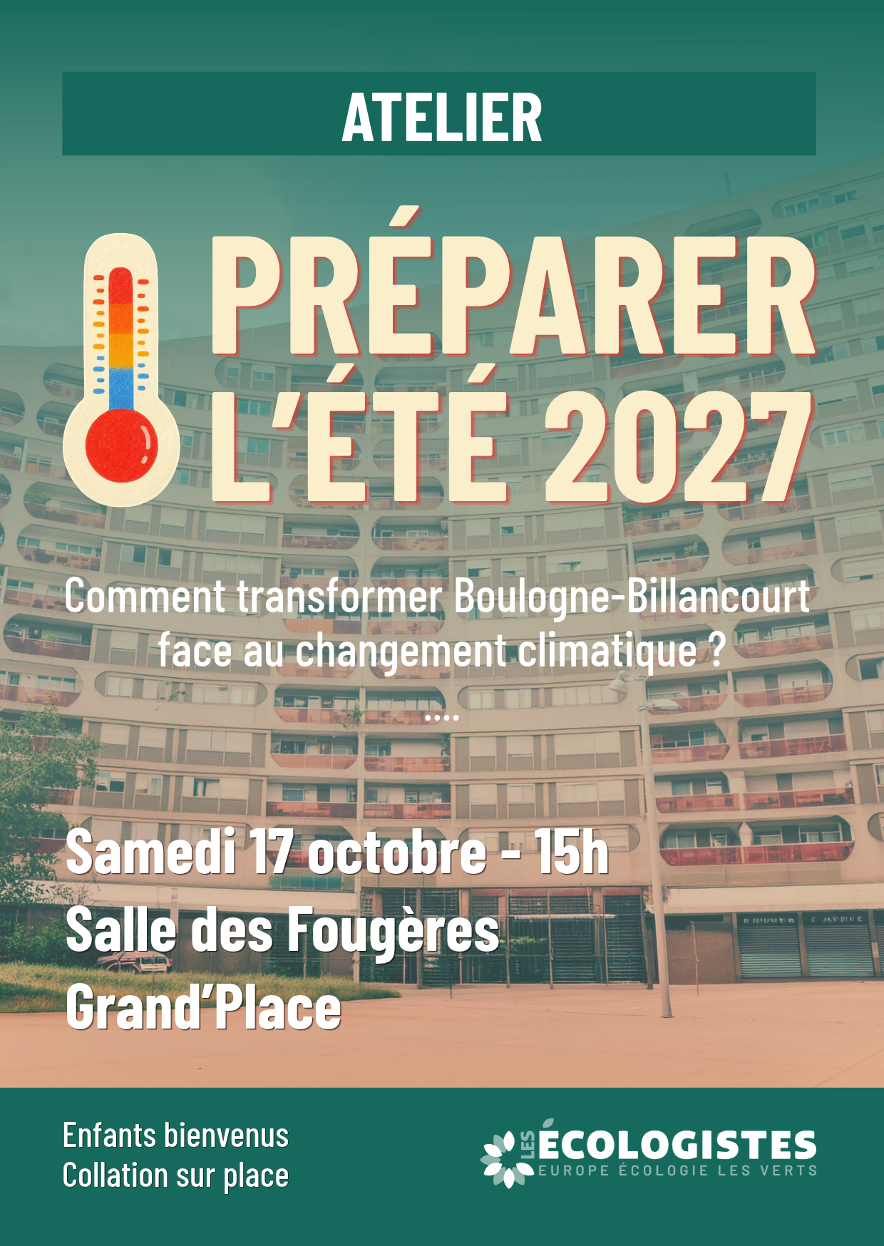 Rendez-vous samedi "Préparer l'été 2027, comment adapter Boulogne-Billancourt au déréglement climatique ?"